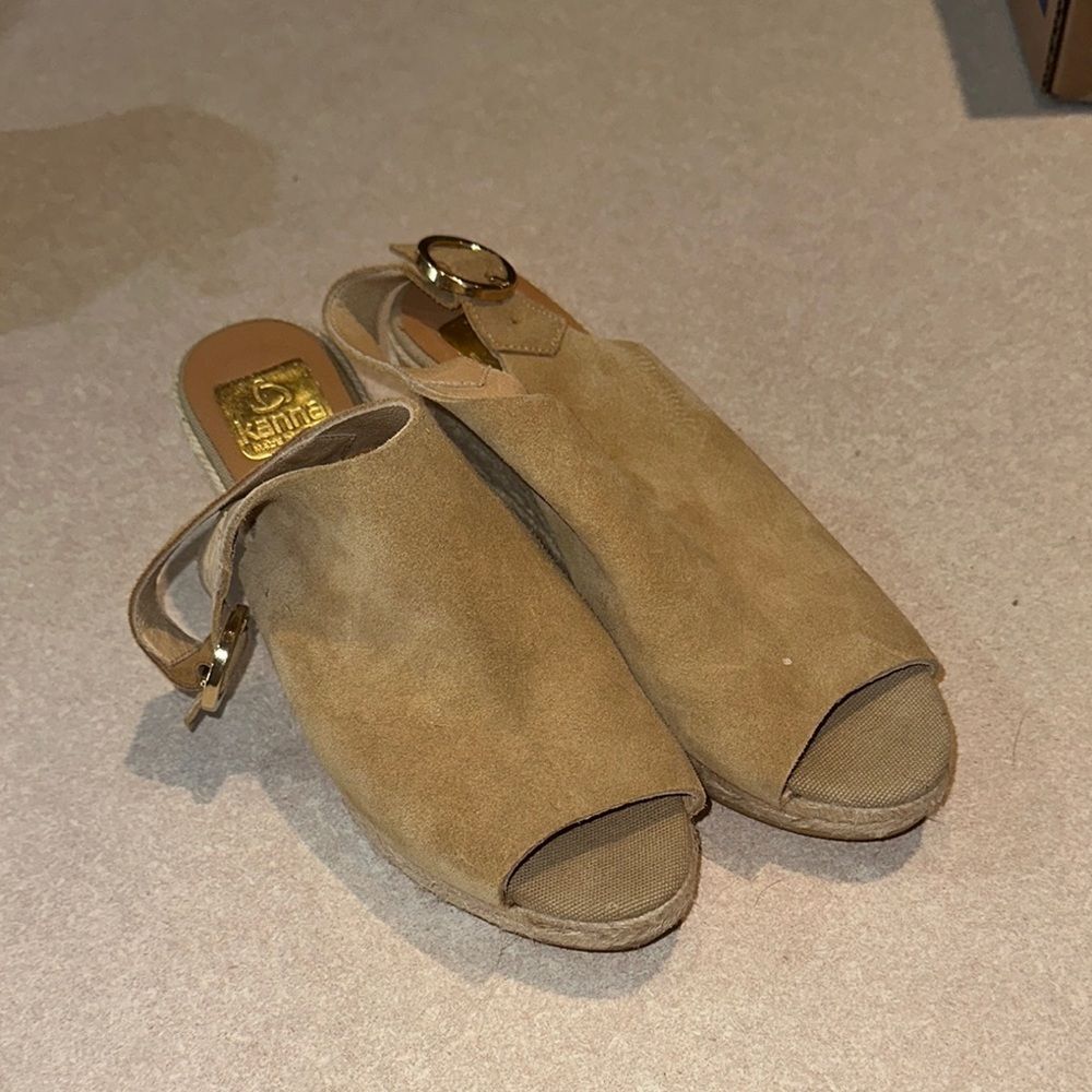 KANNA Tan Suede Slingback Espadrille Wedge